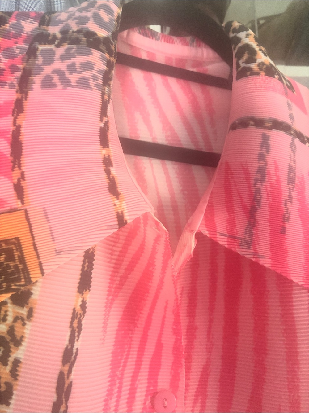 Pink Patchwork Animal-Print Midi Shirt Dress - Picture 7 of 7